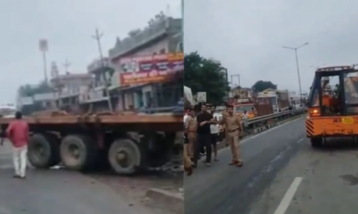 ग्रेटर नोएडा में दर्दनाक सड़क हादसा, सरिया से भरा ट्रक नाले में गिरा; चालक की मौके पर मौत